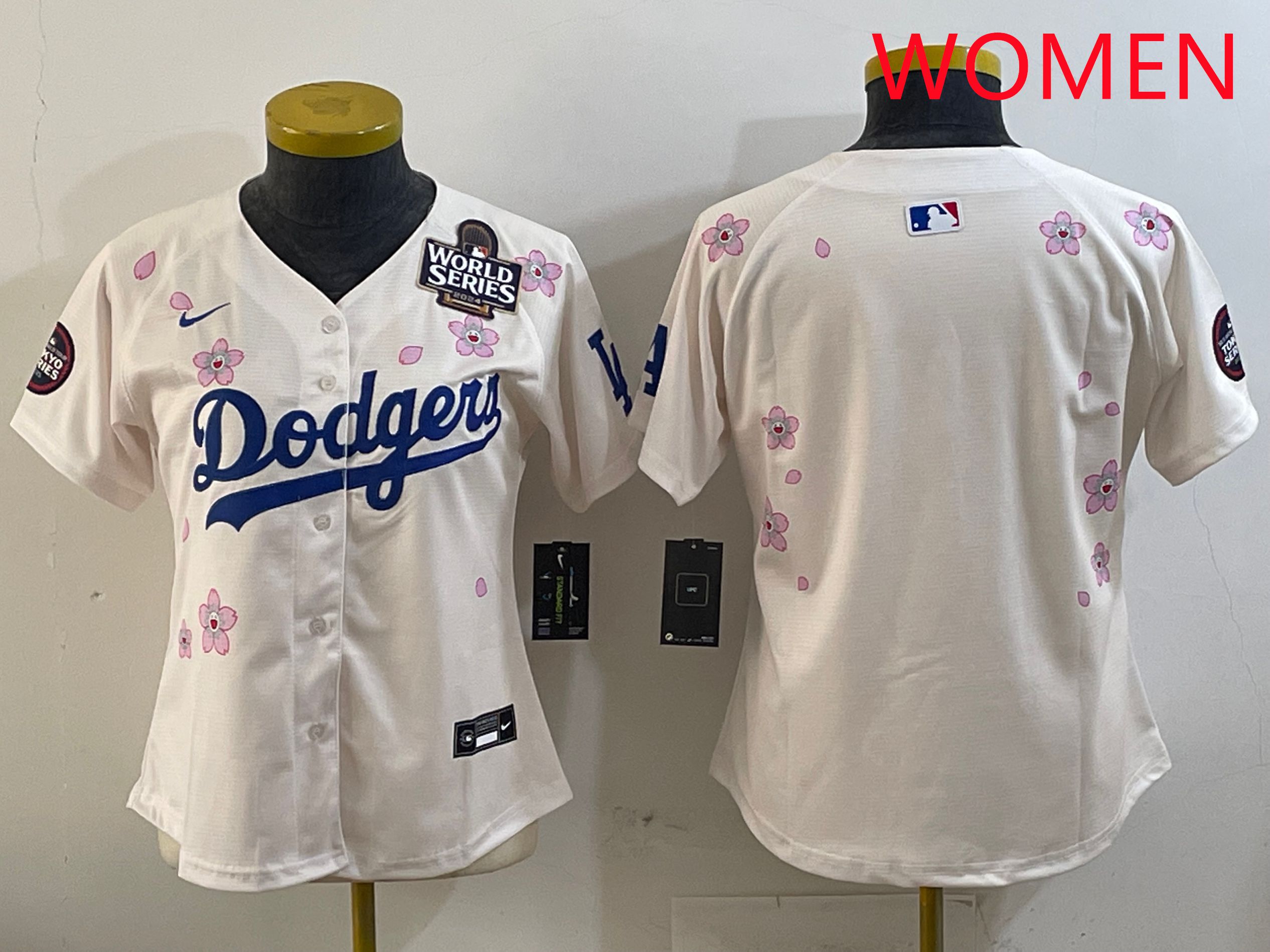 Women Los Angeles Dodgers Blank Cream Sakura Edition 2025 Nike MLB Jersey style 3